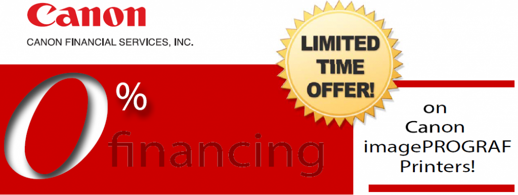 Zero Percent Financing from Canon on imagPROGRAF Printers